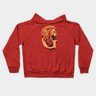 Roaring Lion and the Letter G - Lion Head - Fantasy Kids Hoodie